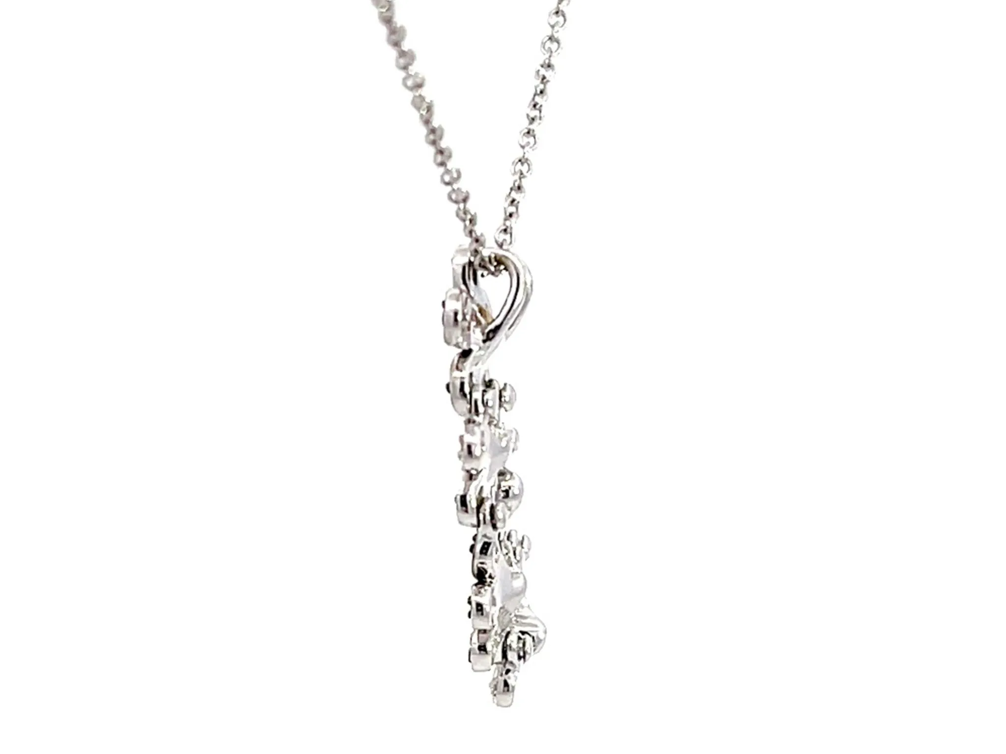 5 Diamond Flower Pendant Necklace in 14k White Gold
