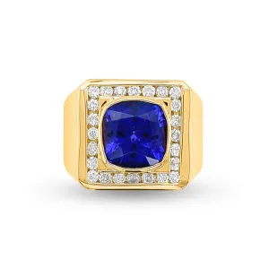 5.28 Carat Tanzanite Men's Ring in 14k Yellow Gold