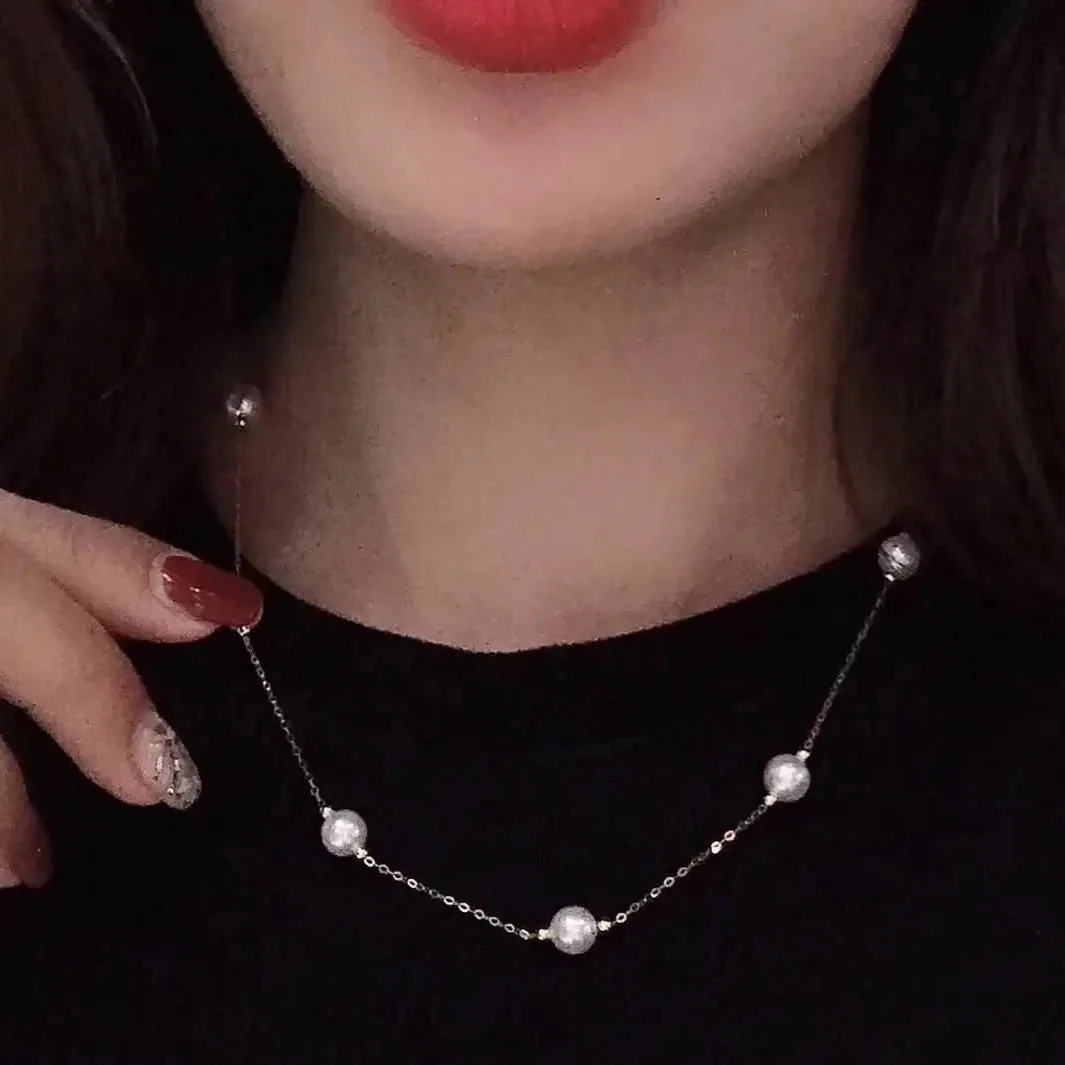 6.5-7.0 mm Japanese Akoya Pearl 18K Gold Tin Cup Necklace