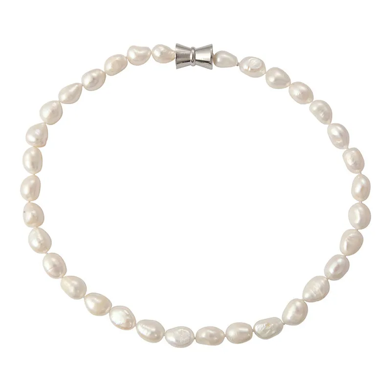 700-01-S | BAROQUE SINGLE STRAND (WHITE ON SILVER)