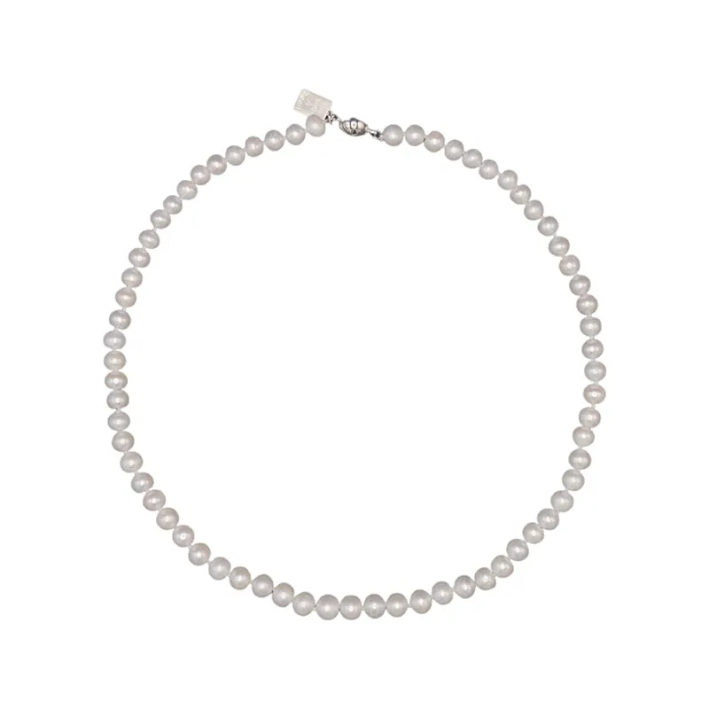 703-01-S | 7MM WHITE FRESHWATER CULTURED PEARL NECKLACE 18"