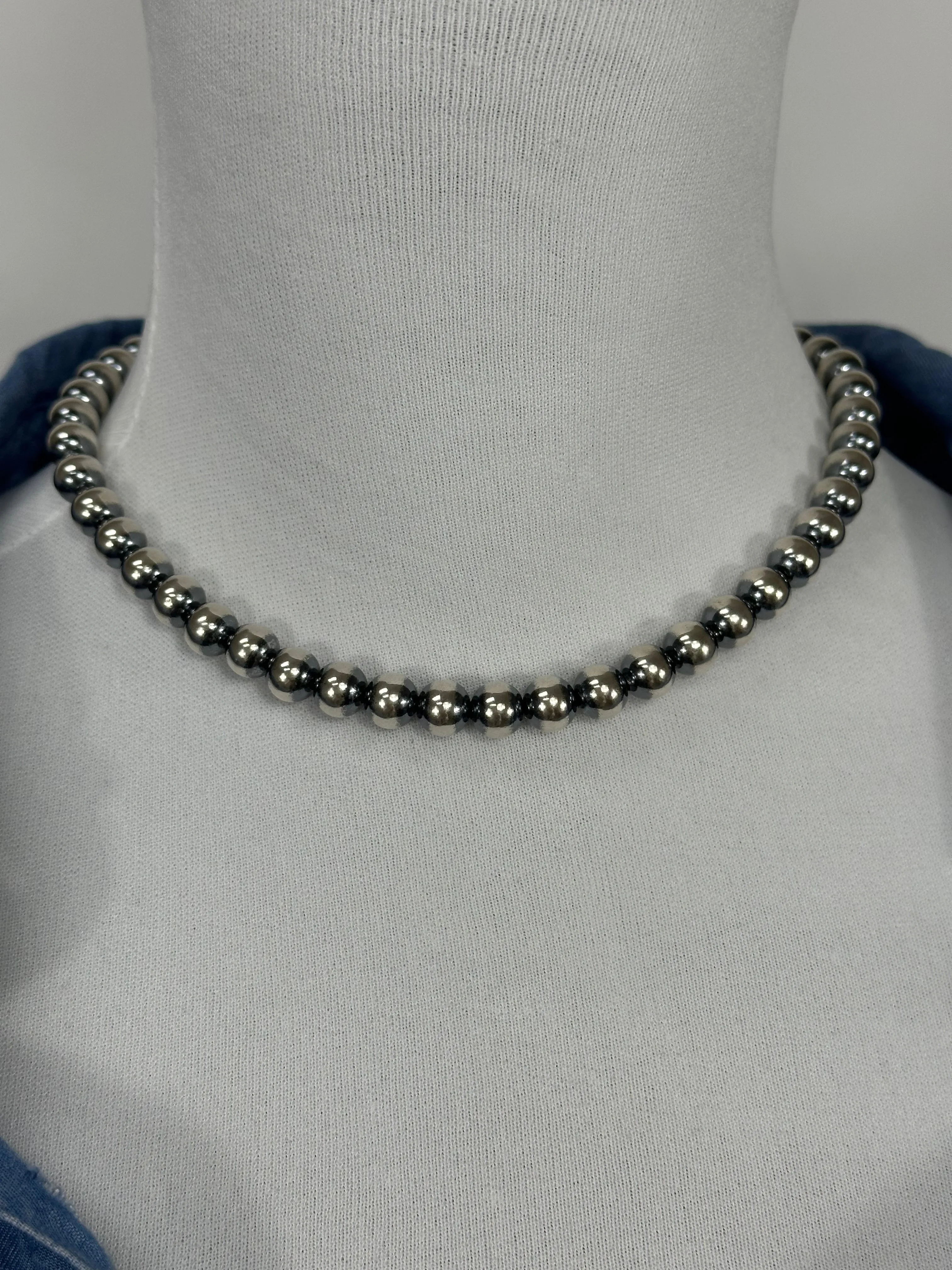 8MM Navajo Style Pearl Necklace