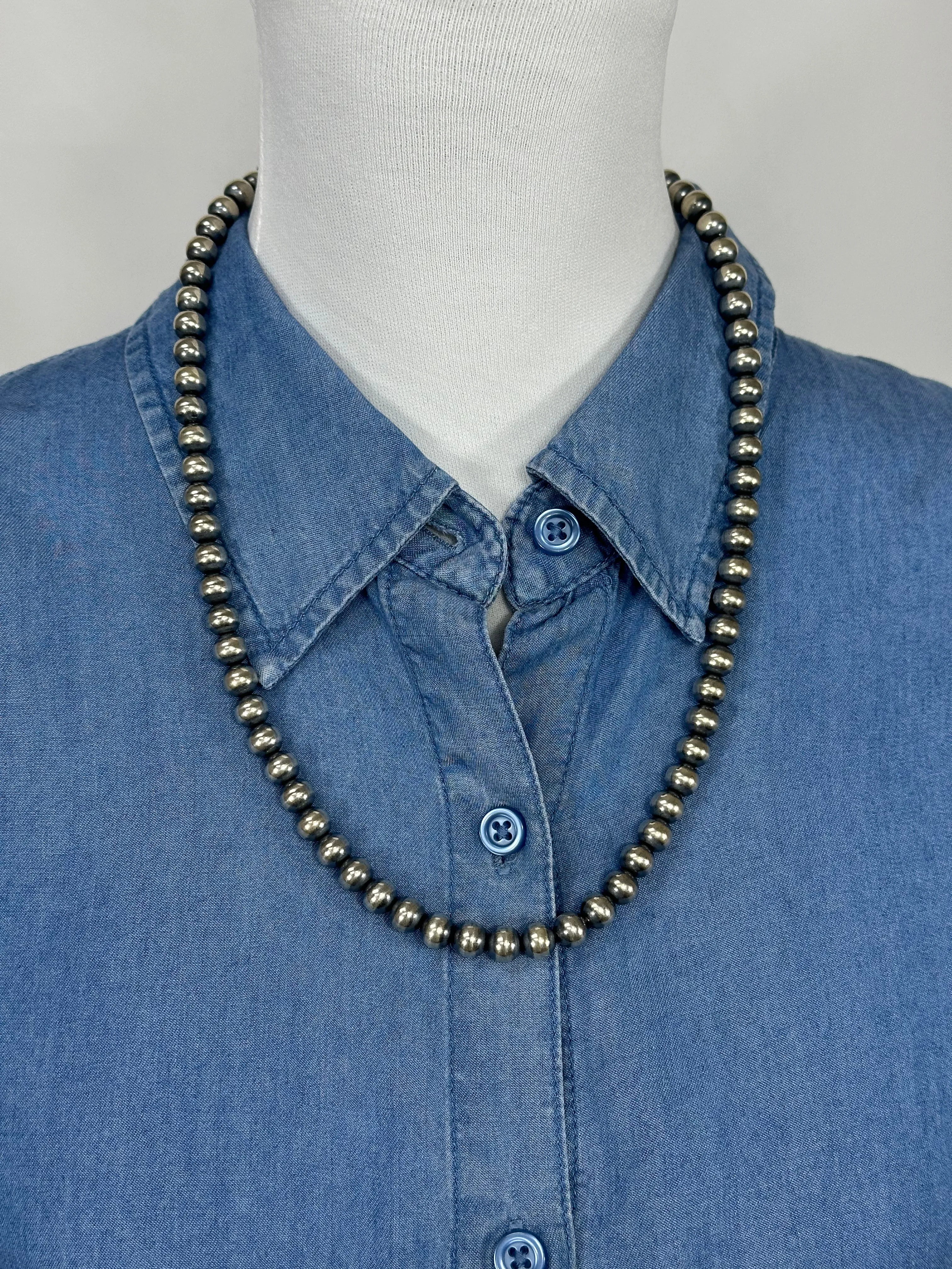 8MM Navajo Style Pearl Necklace