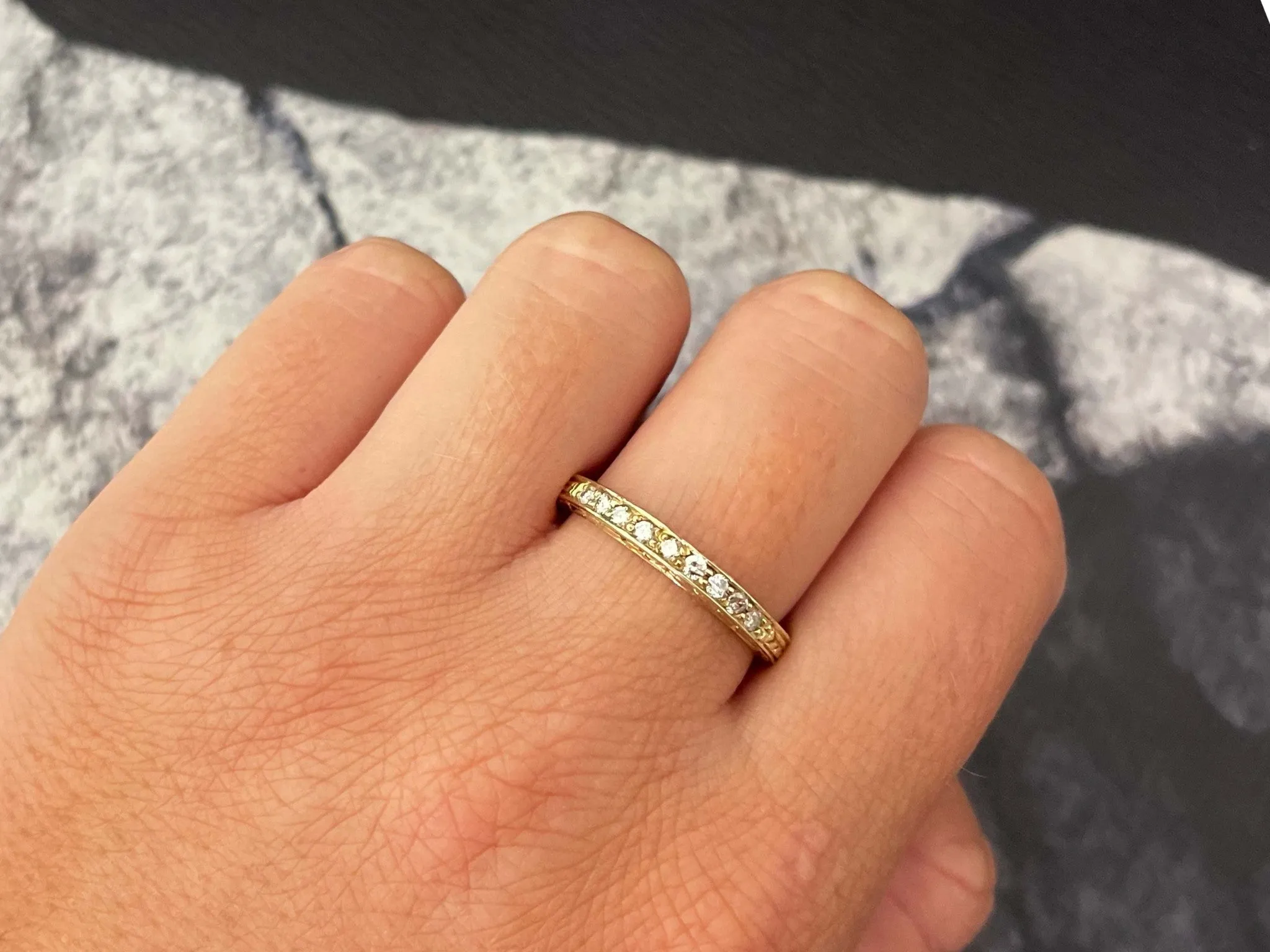 9 Diamond Band Ring in 14k Yellow Gold