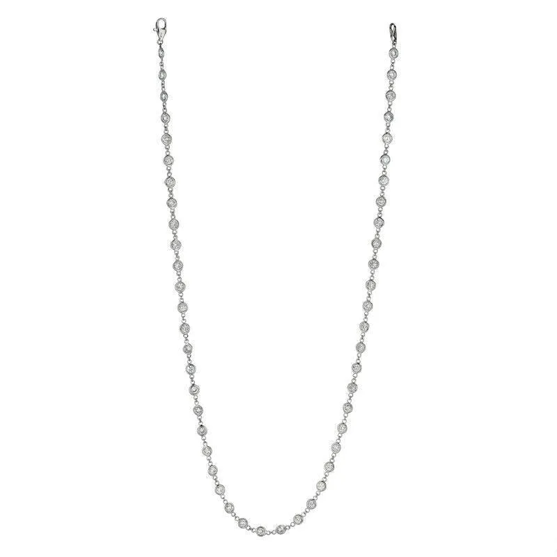 9.60 Carat Diamond by the Yard Necklace G SI 14K White Gold 18 inches