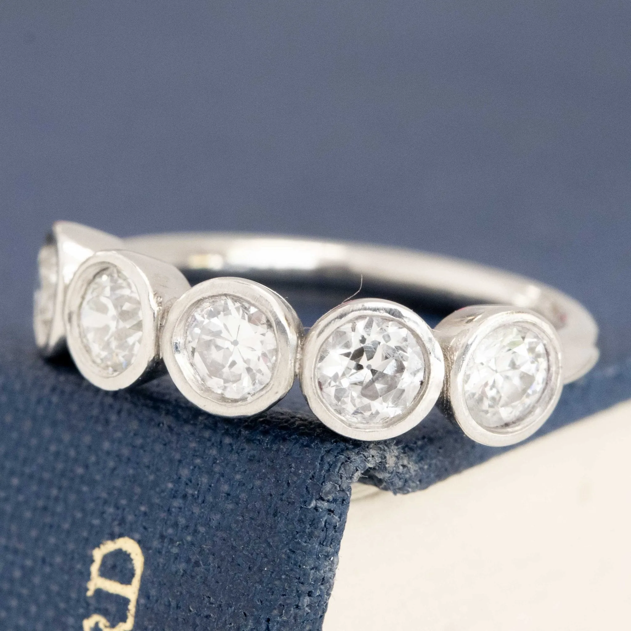 .98ctw Old European Cut Diamond 5-Stone Bezel Band