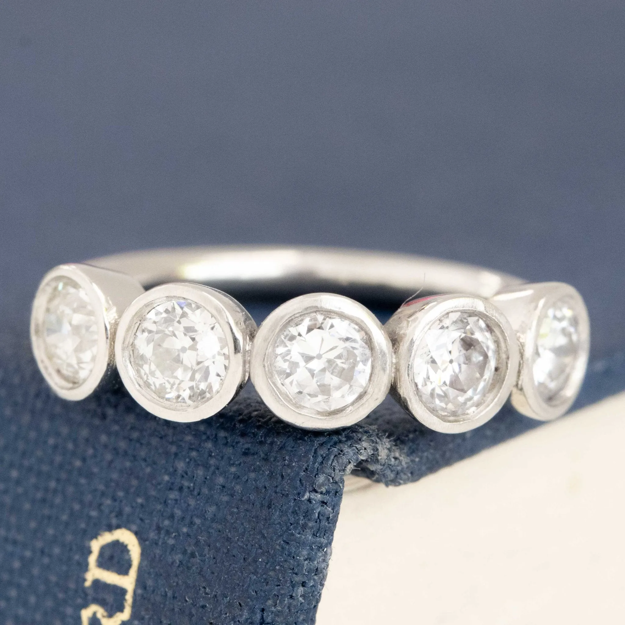 .98ctw Old European Cut Diamond 5-Stone Bezel Band