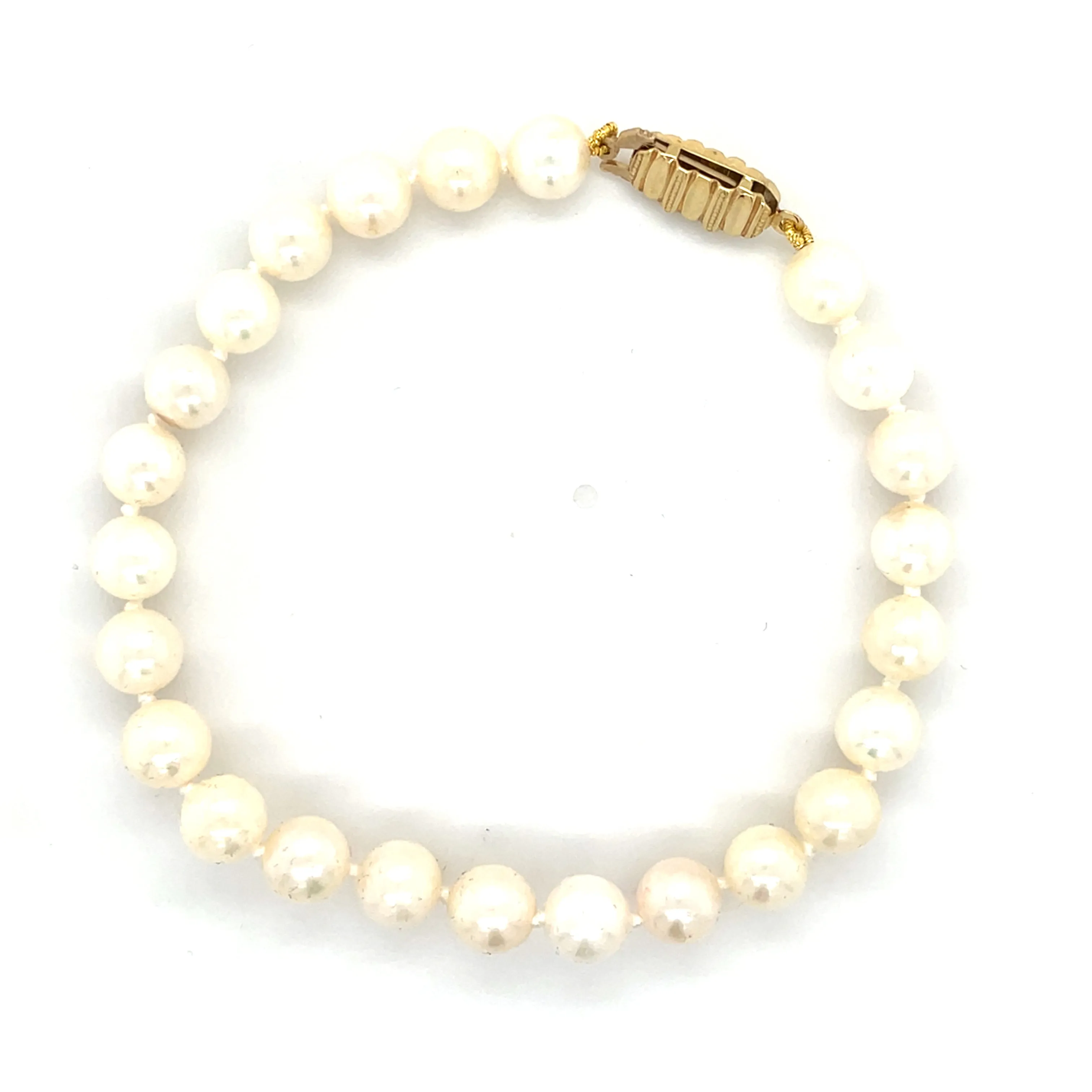 9ct Yellow Gold & 6.5-7mm Akoya Pearl Bracelet
