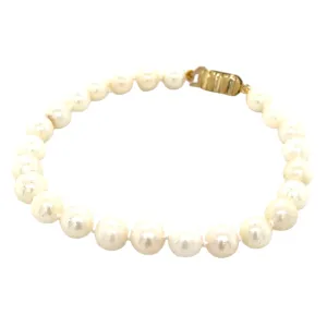 9ct Yellow Gold & 6.5-7mm Akoya Pearl Bracelet