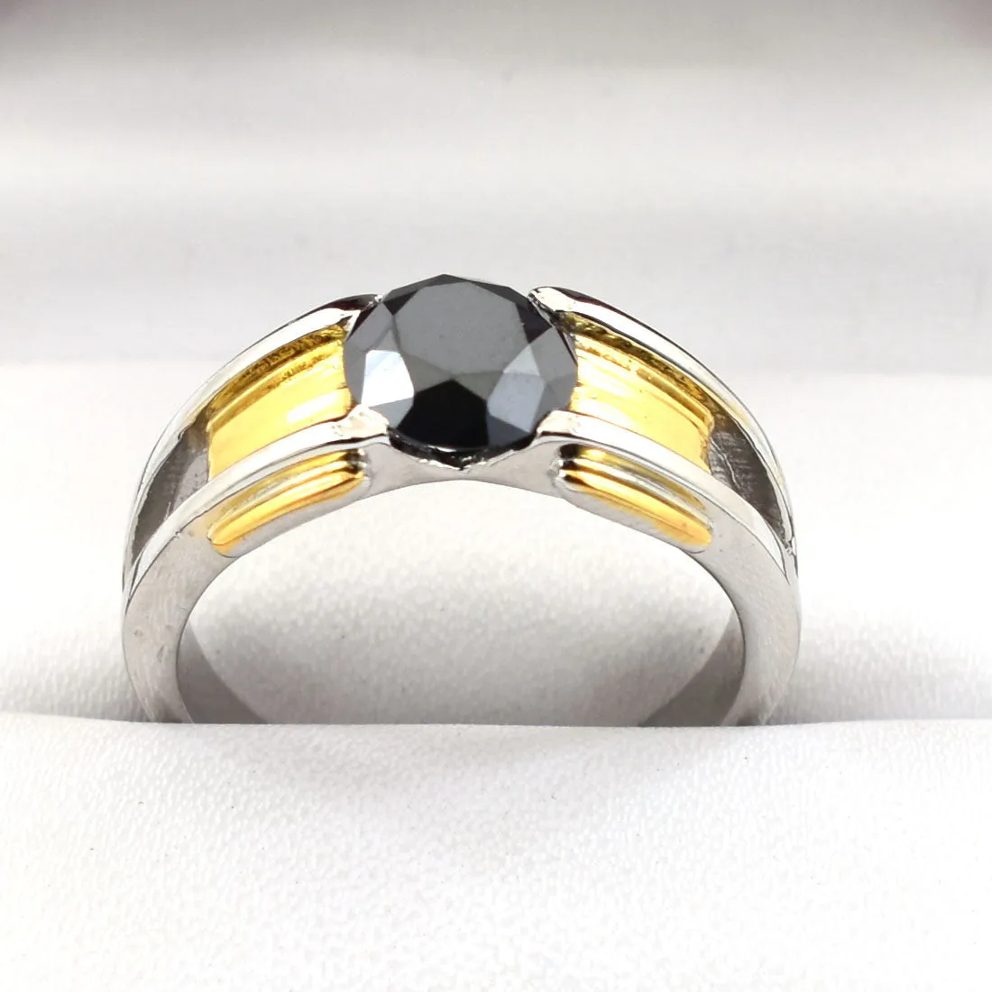 AAA Certified 2 Ct Designer Round Cut Black Diamond Solitaire Ring Yellow Gold Finish. Great Shine & Luster