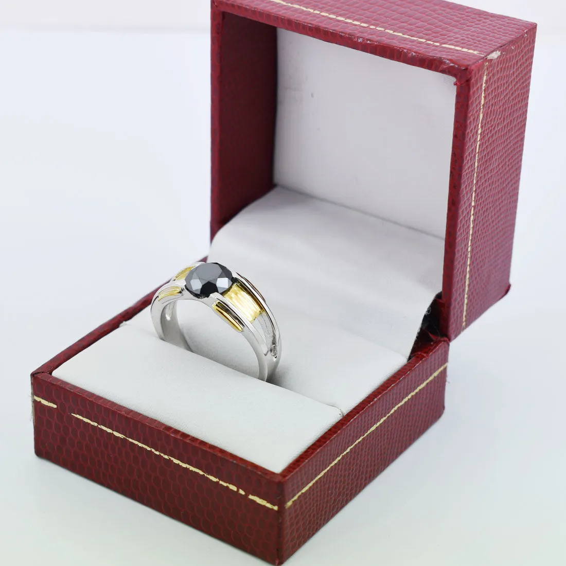 AAA Certified 2 Ct Designer Round Cut Black Diamond Solitaire Ring Yellow Gold Finish. Great Shine & Luster