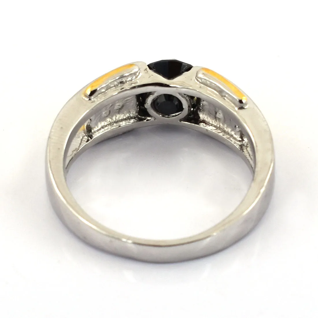 AAA Certified 2 Ct Designer Round Cut Black Diamond Solitaire Ring Yellow Gold Finish. Great Shine & Luster