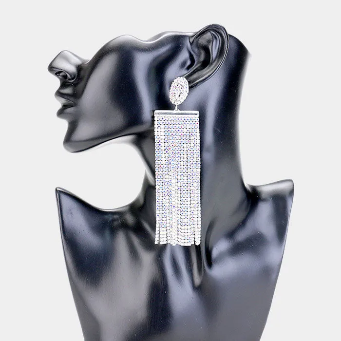 AB Crystal Fringe Prom Earrings | 407554