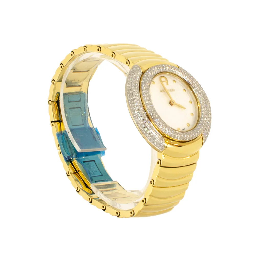 Aigner Pelle-Dia Watch With Mother Of Pearl Dial & Gold Plated Bracelet