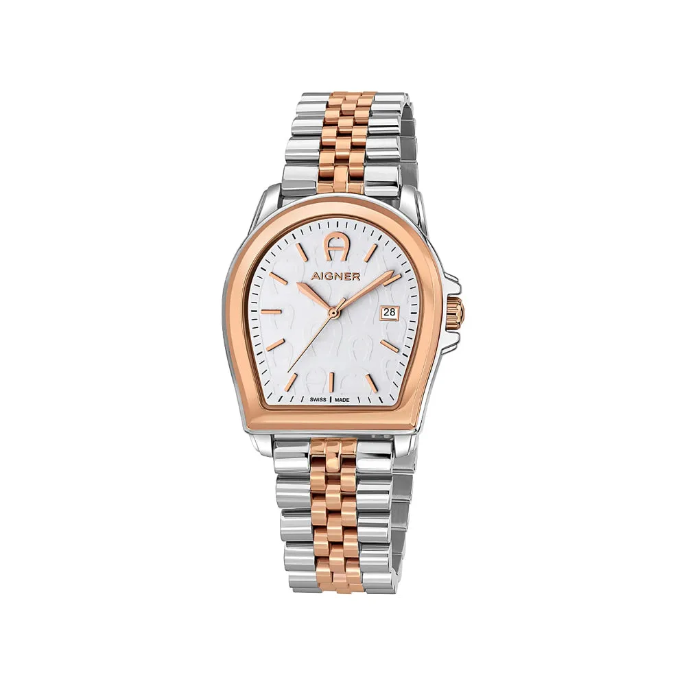 Aigner Verona Men's Silver Rose Gold Watch