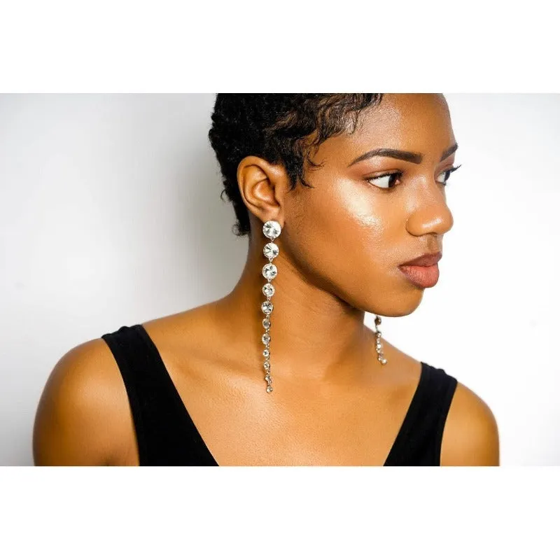 Akira long dangling crystal earrings