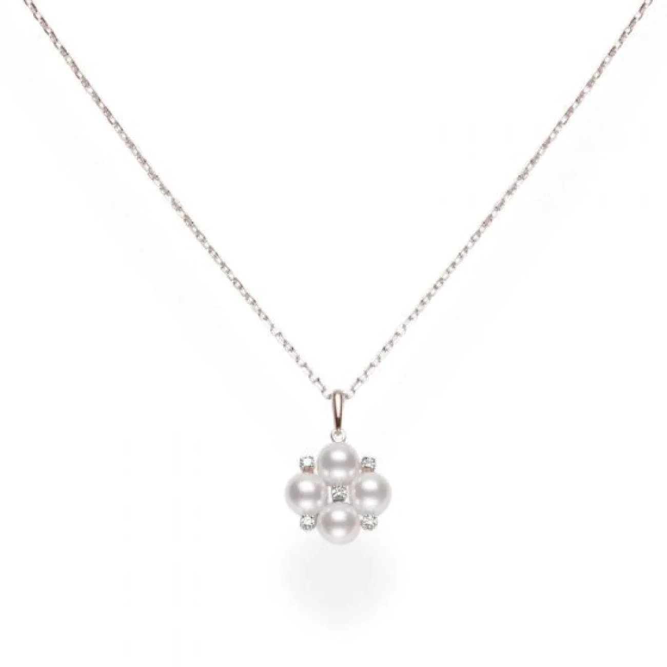 Akoya Cultured Pearl Pendant with Diamonds in Rose Gold