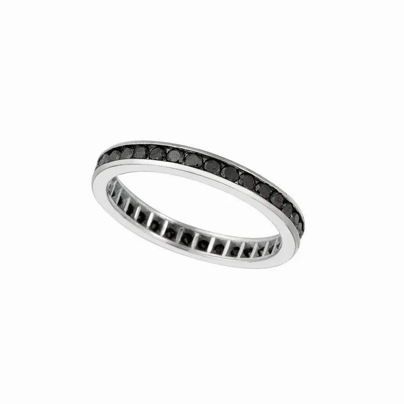 ALL AROUND BLACK DIAMOND RING 14K WHITE GOLD (1 CTW)