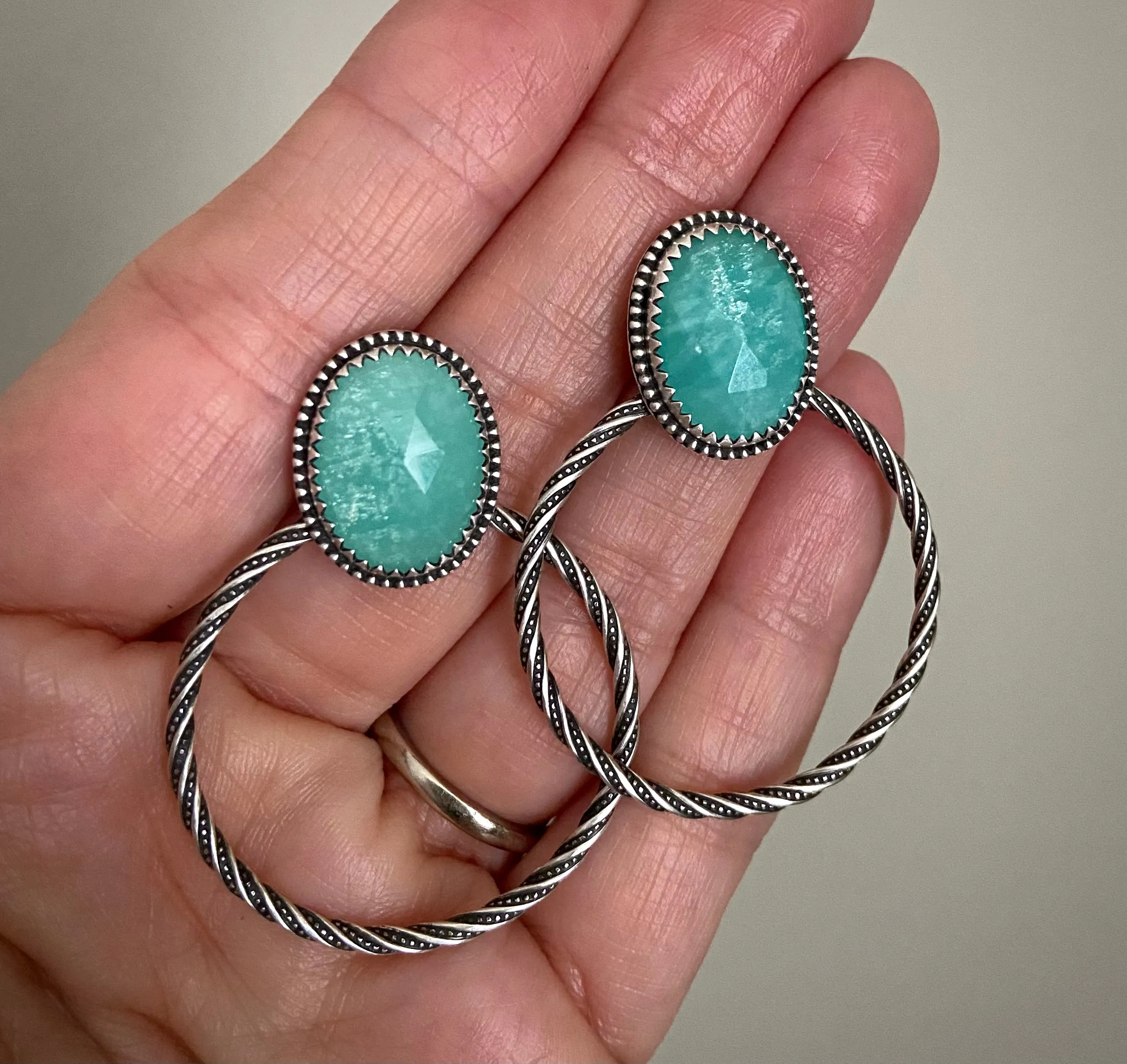 Amazonite Hoop Earrings