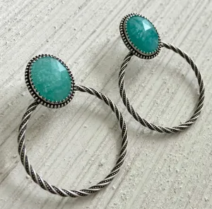 Amazonite Hoop Earrings