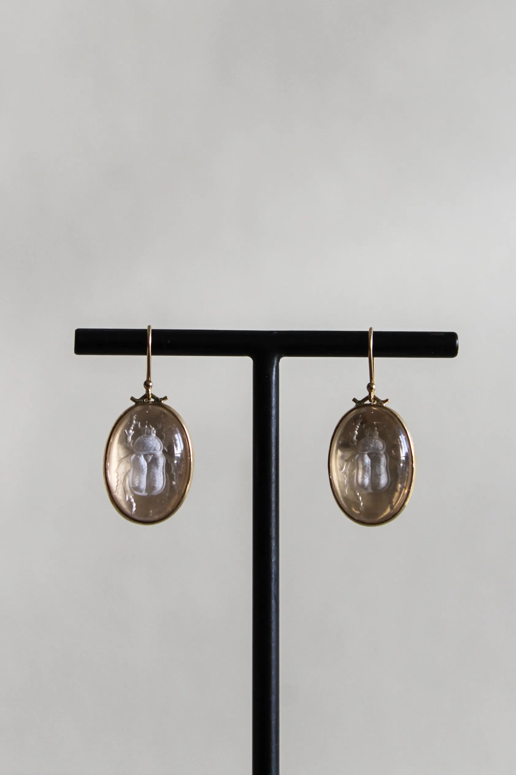 Annette Ferdinandsen 14k YG Beetle Crystal Cameo Earrings