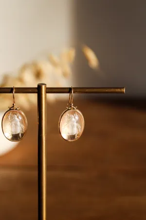 Annette Ferdinandsen 14k YG Beetle Crystal Cameo Earrings