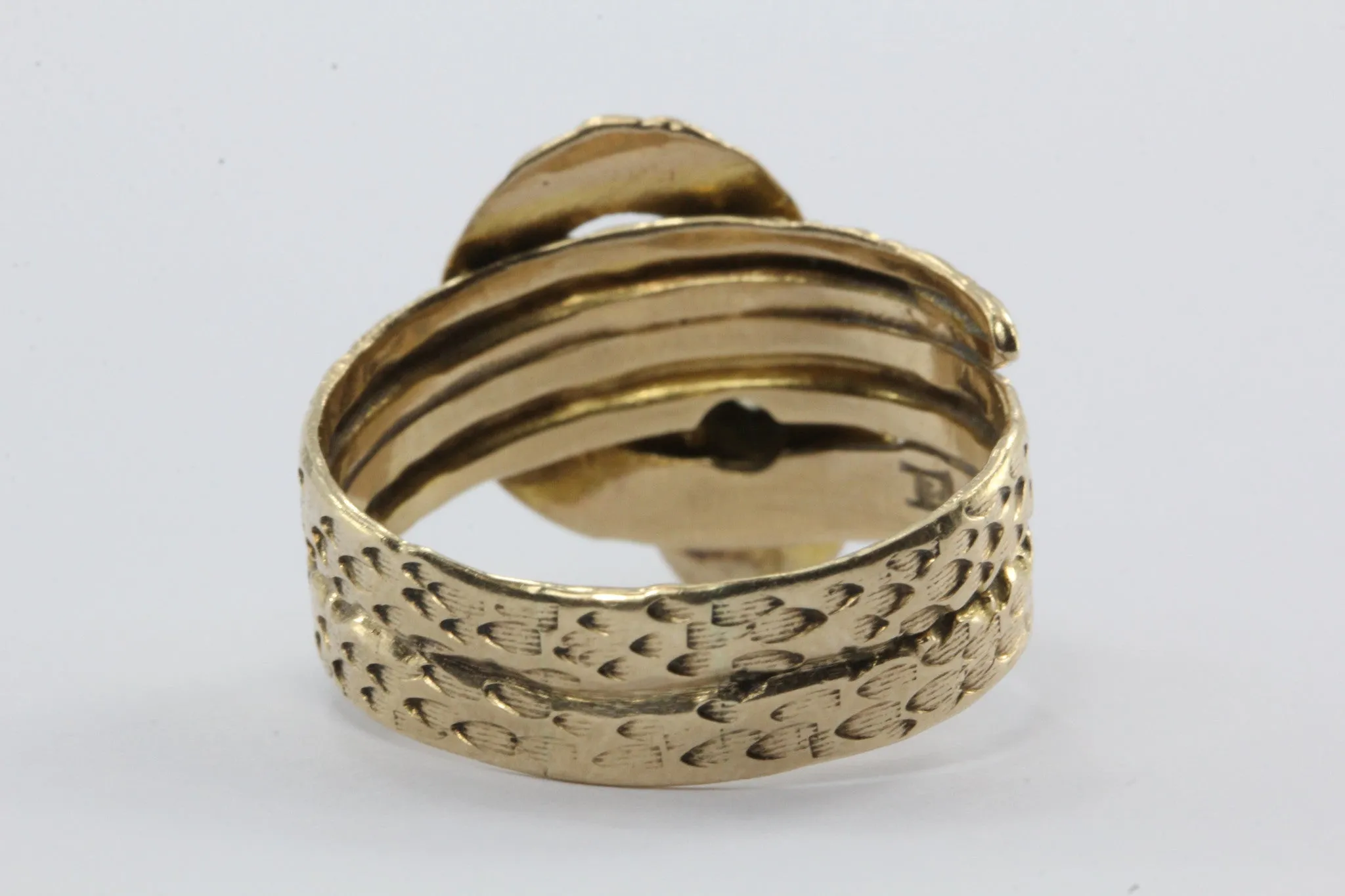 Antique 10K Ruby & Old European Diamond Figural Coiled Snake Ring