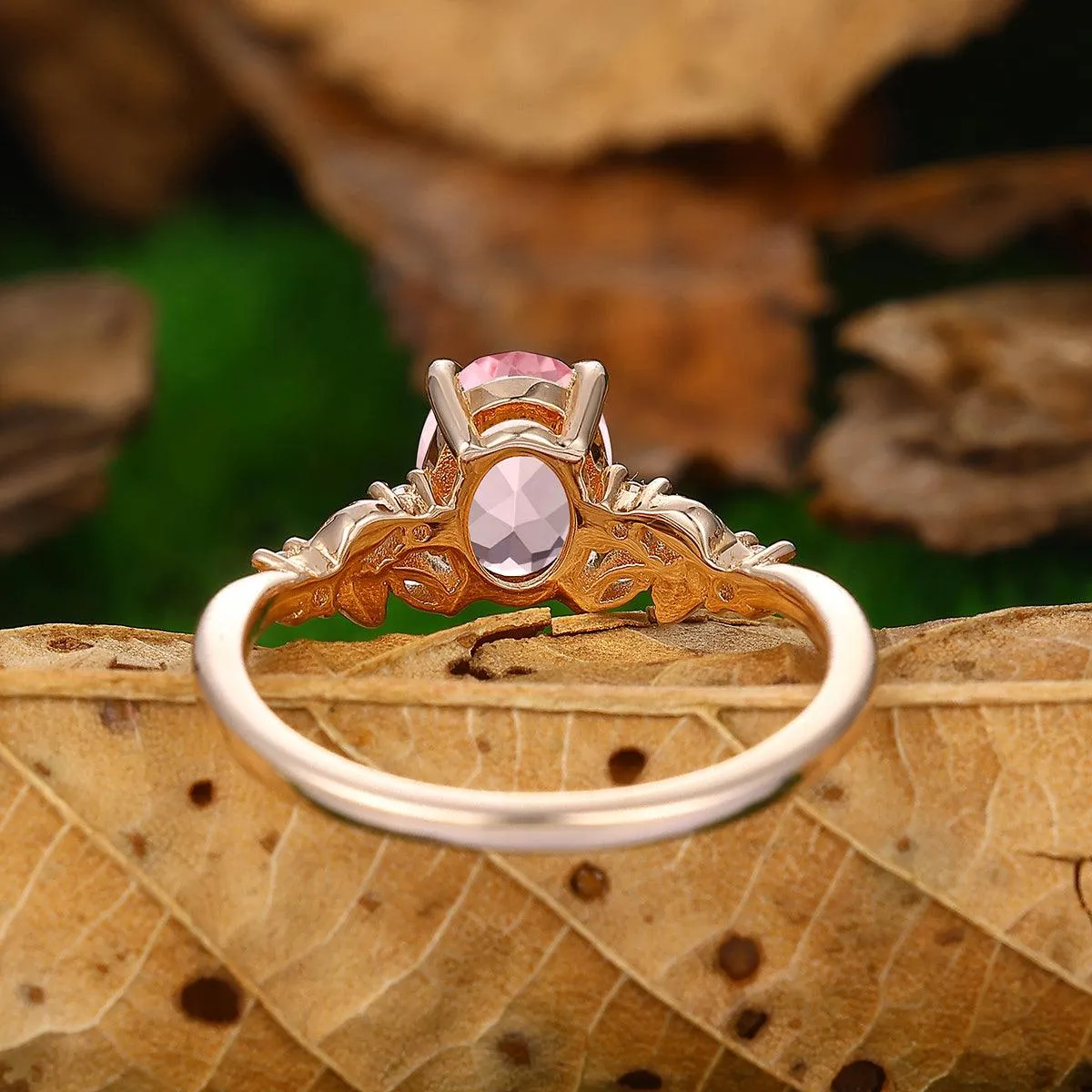 Antique 1.5 CT Oval Cut Natural Pink  Morganite 14k Gold Promise Ring