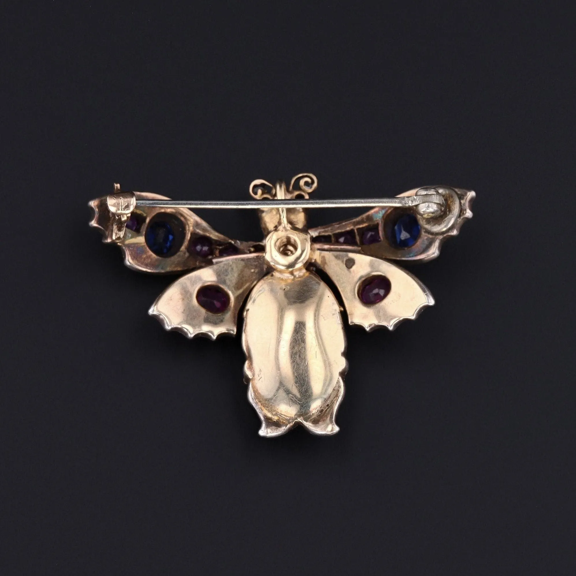 Antique Diamond and Gemstone Insect Brooch