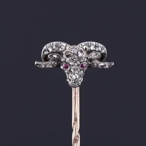 Antique Diamond Aries Ram Stickpin