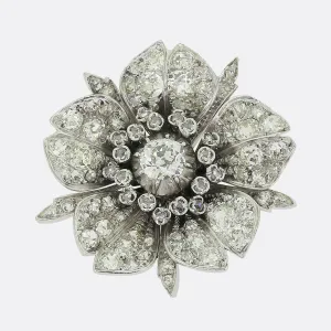 Antique Diamond Flower Brooch