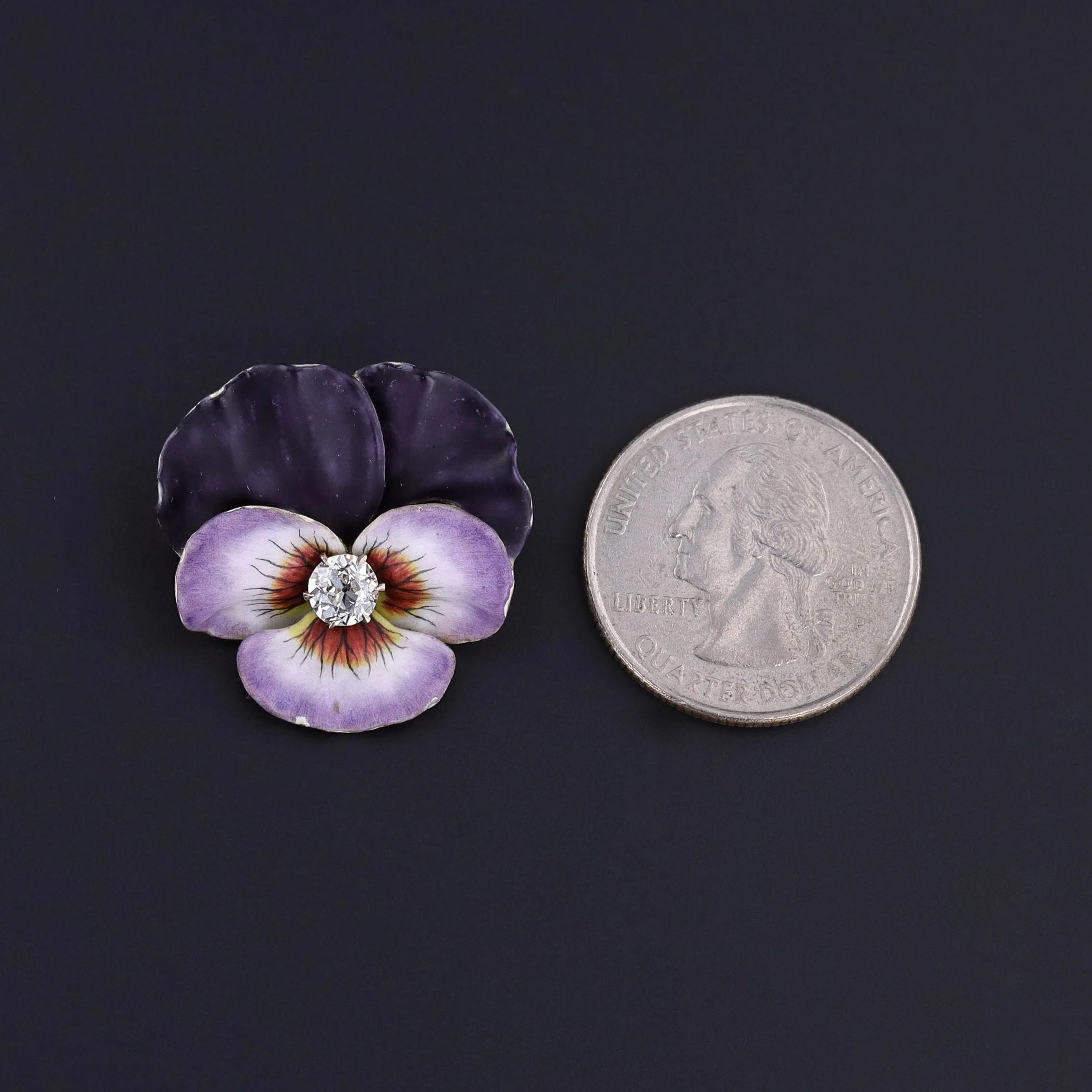 Antique Diamond Pansy Brooch of 14k Gold