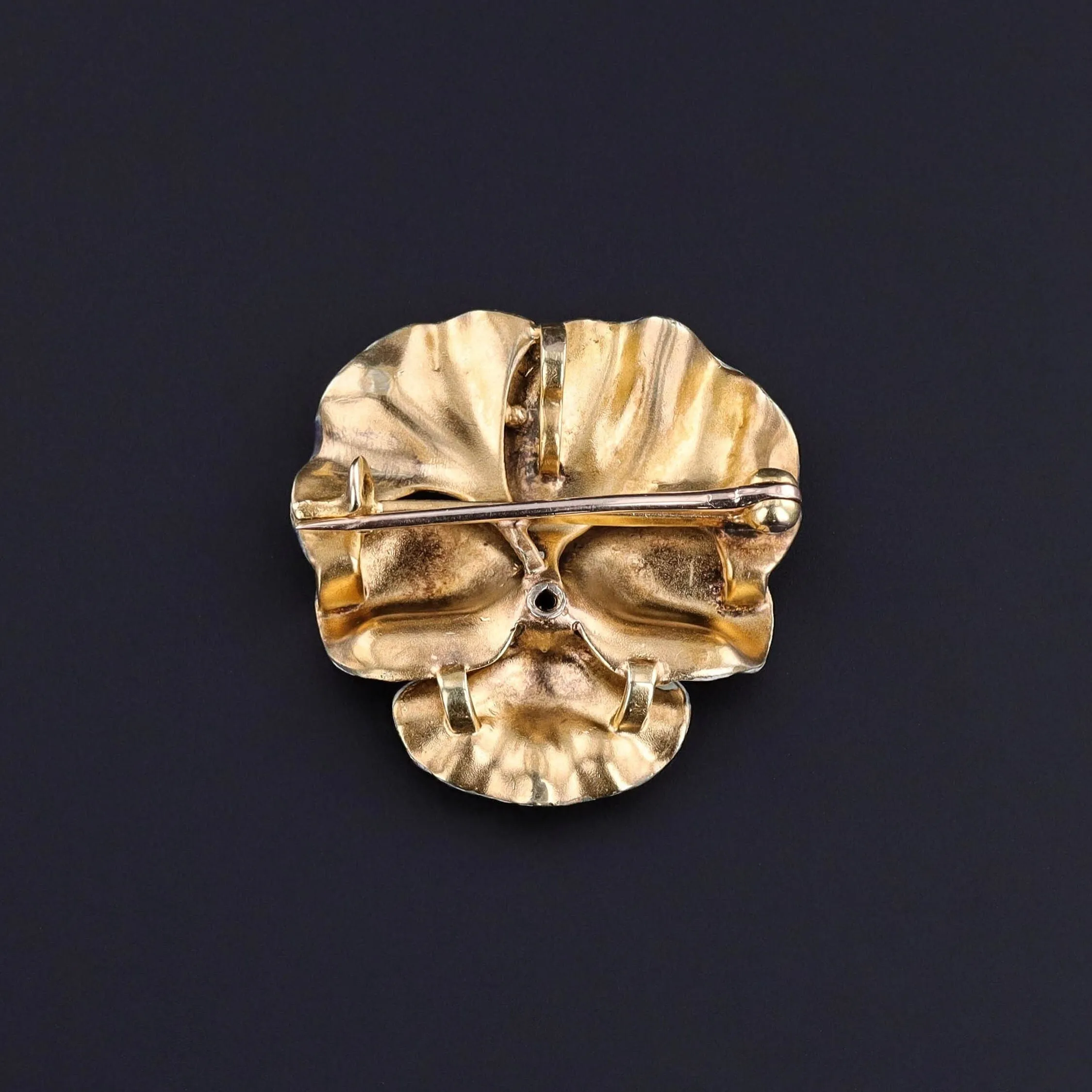 Antique Diamond Pansy Brooch of 14k Gold