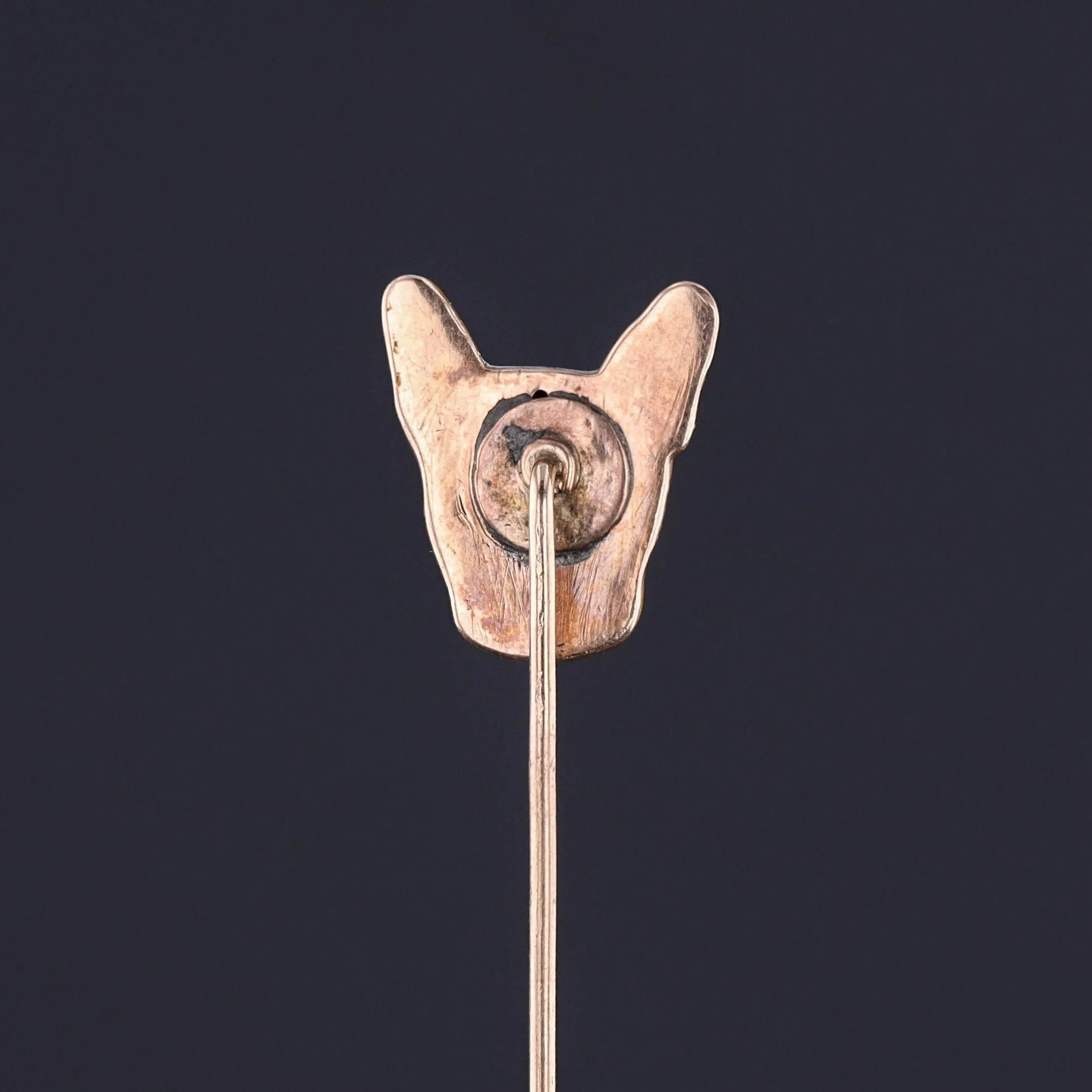 Antique Enamel Boston Terrier Stickpin of 14k Gold