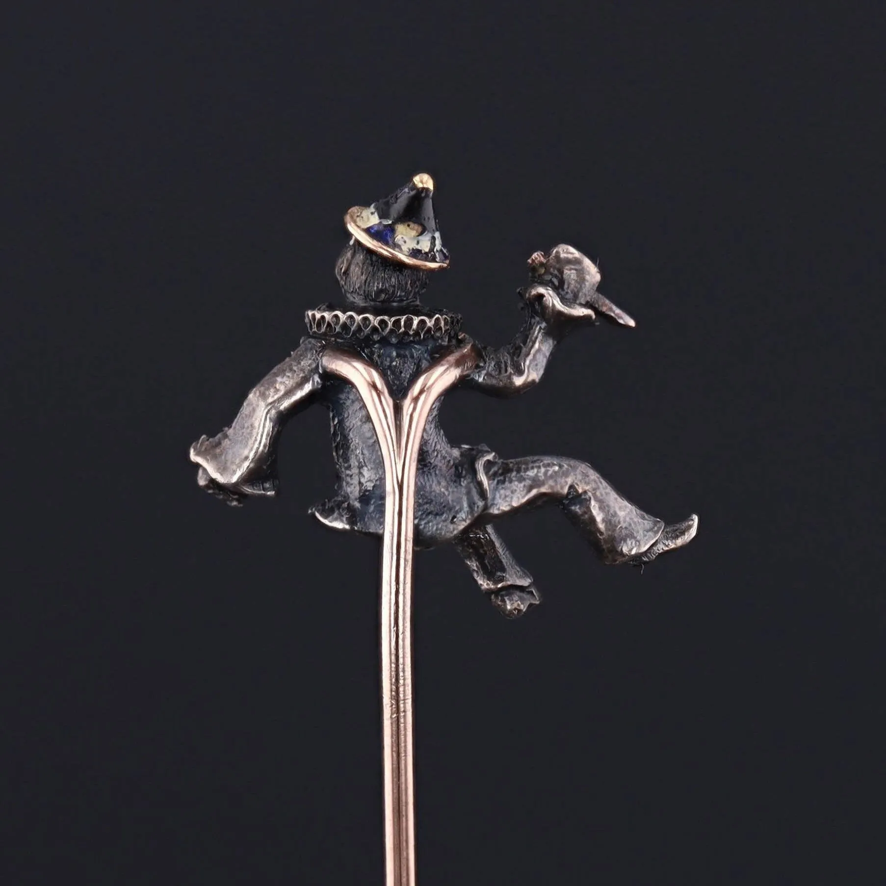 Antique French Diamond Clown with Knife Stickpin