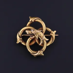 Antique Griffin Brooch of 18k Gold