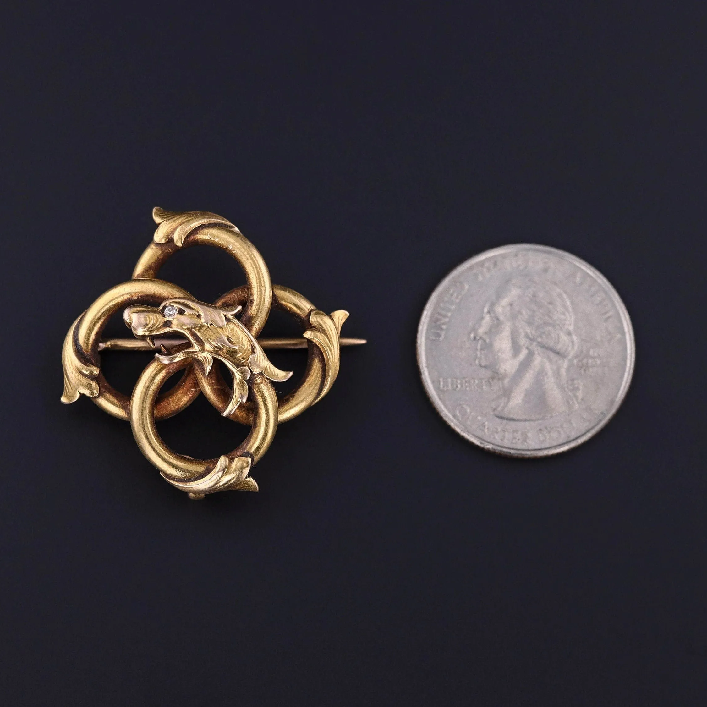 Antique Griffin Brooch of 18k Gold