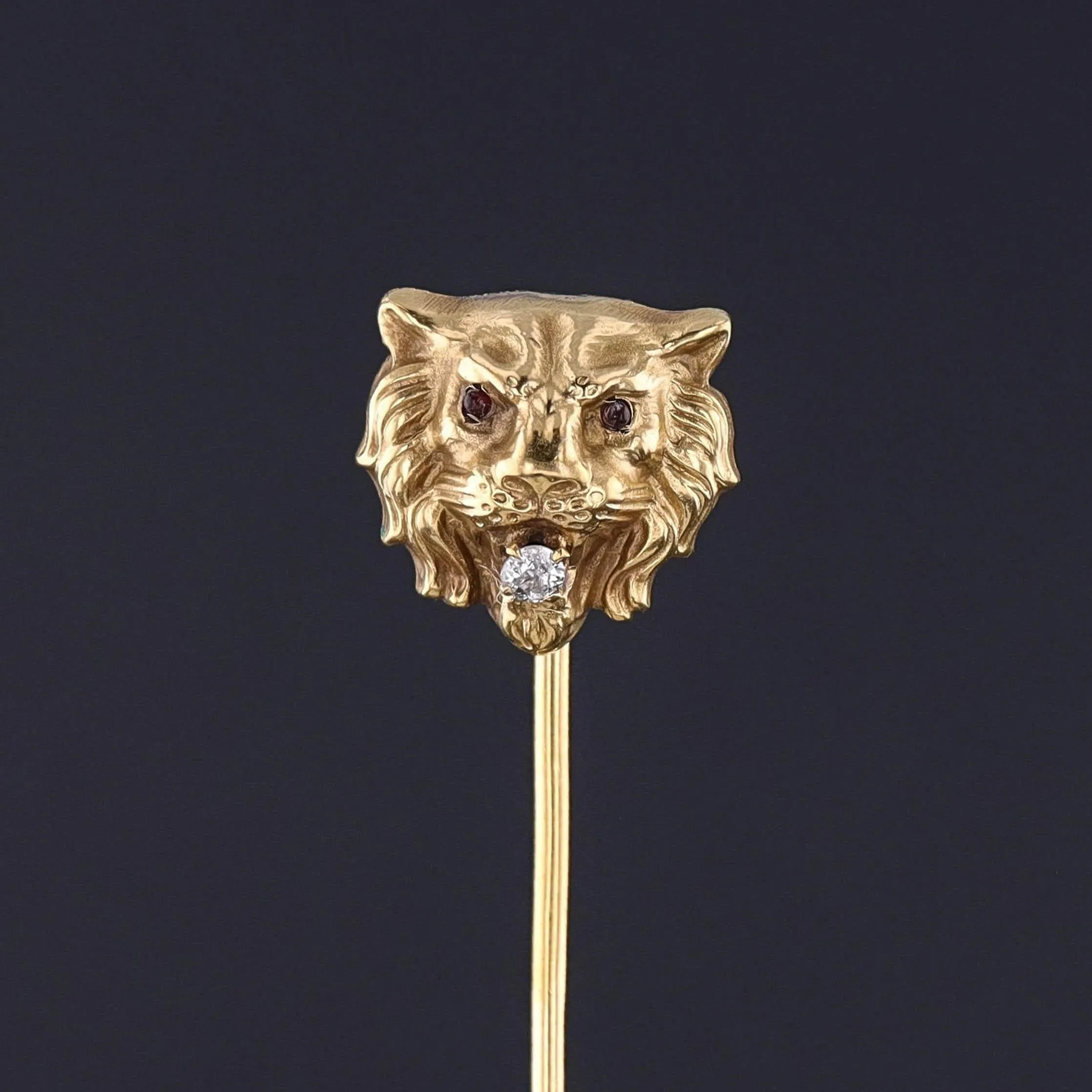 Antique Lion Stickpin of 14k Gold