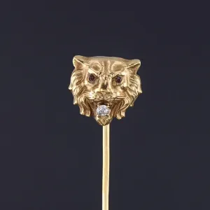 Antique Lion Stickpin of 14k Gold