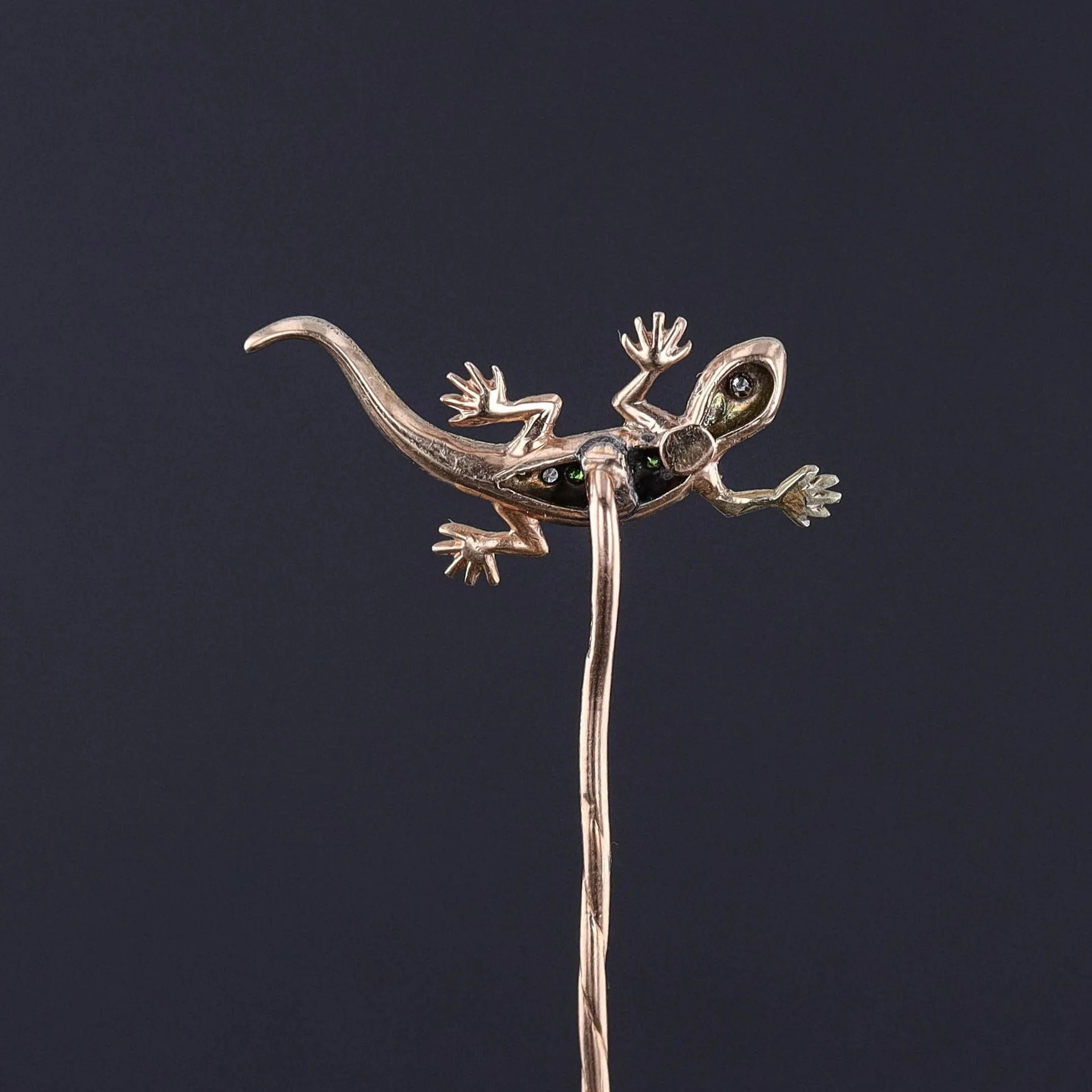 Antique Lizard Stickpin of 14k Gold