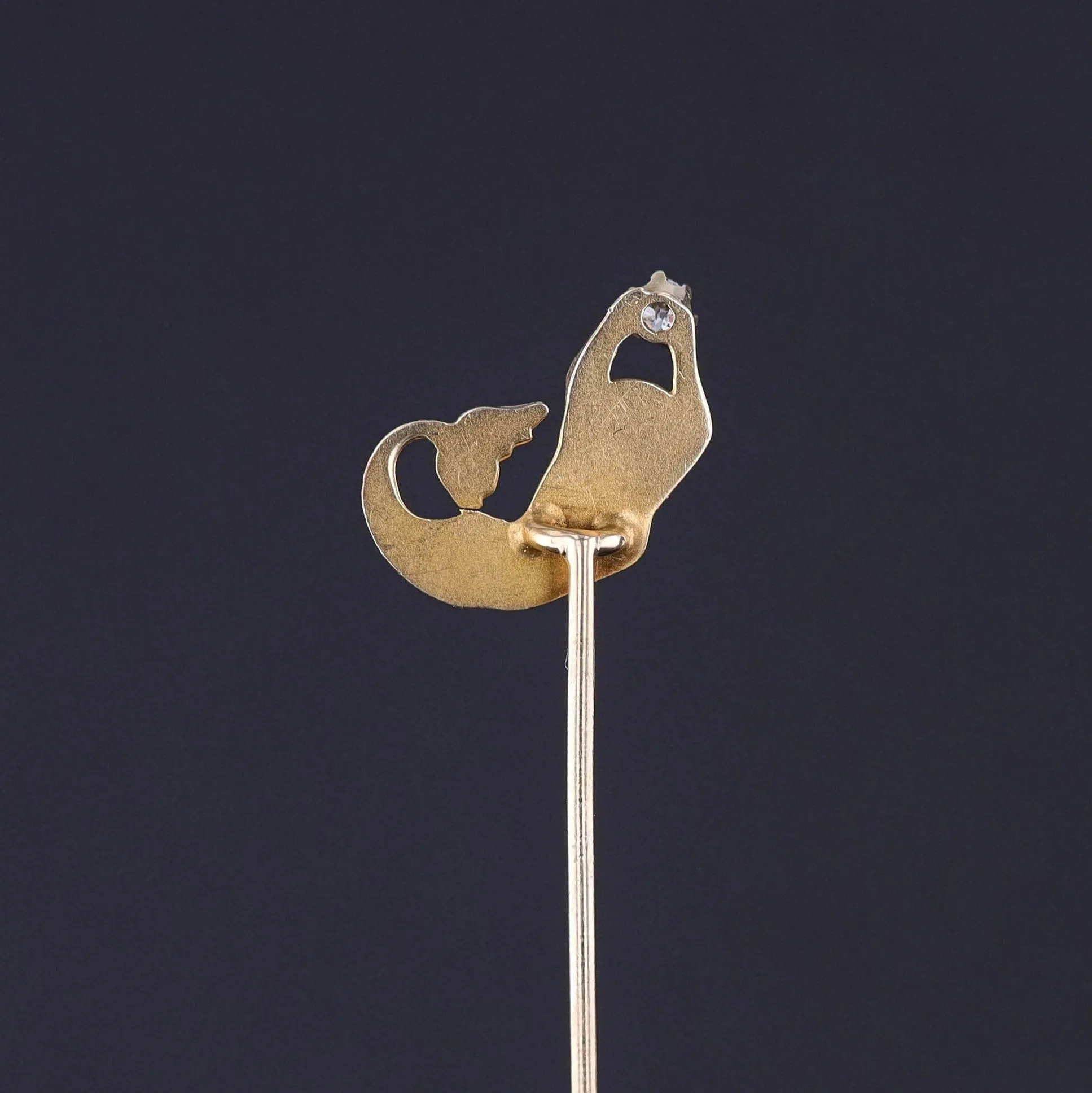 Antique Mermaid Stickpin or Charm of 15k Gold