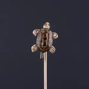 Antique Moveable Turtle Stickpin of 14k Gold