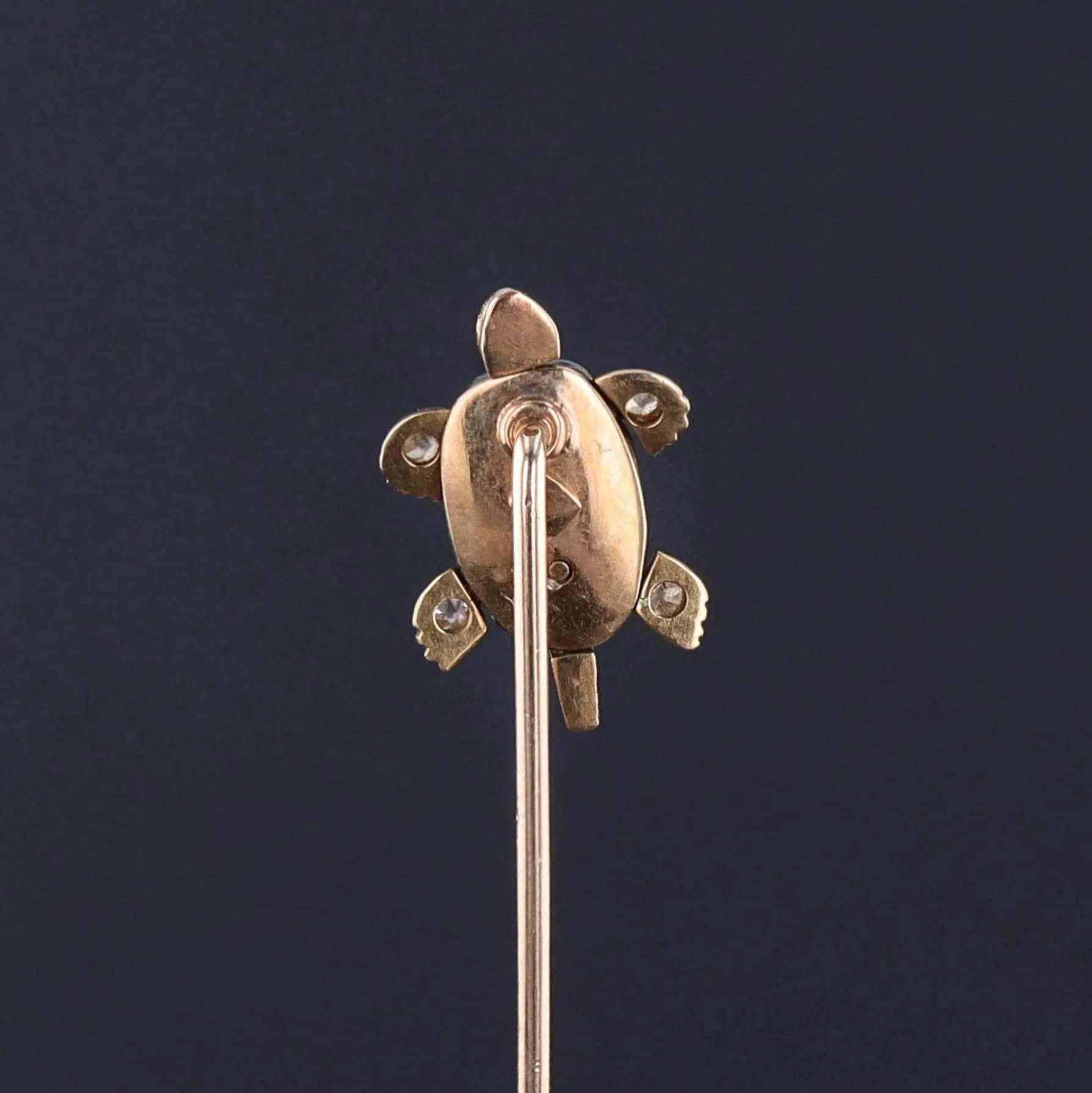 Antique Moveable Turtle Stickpin of 14k Gold