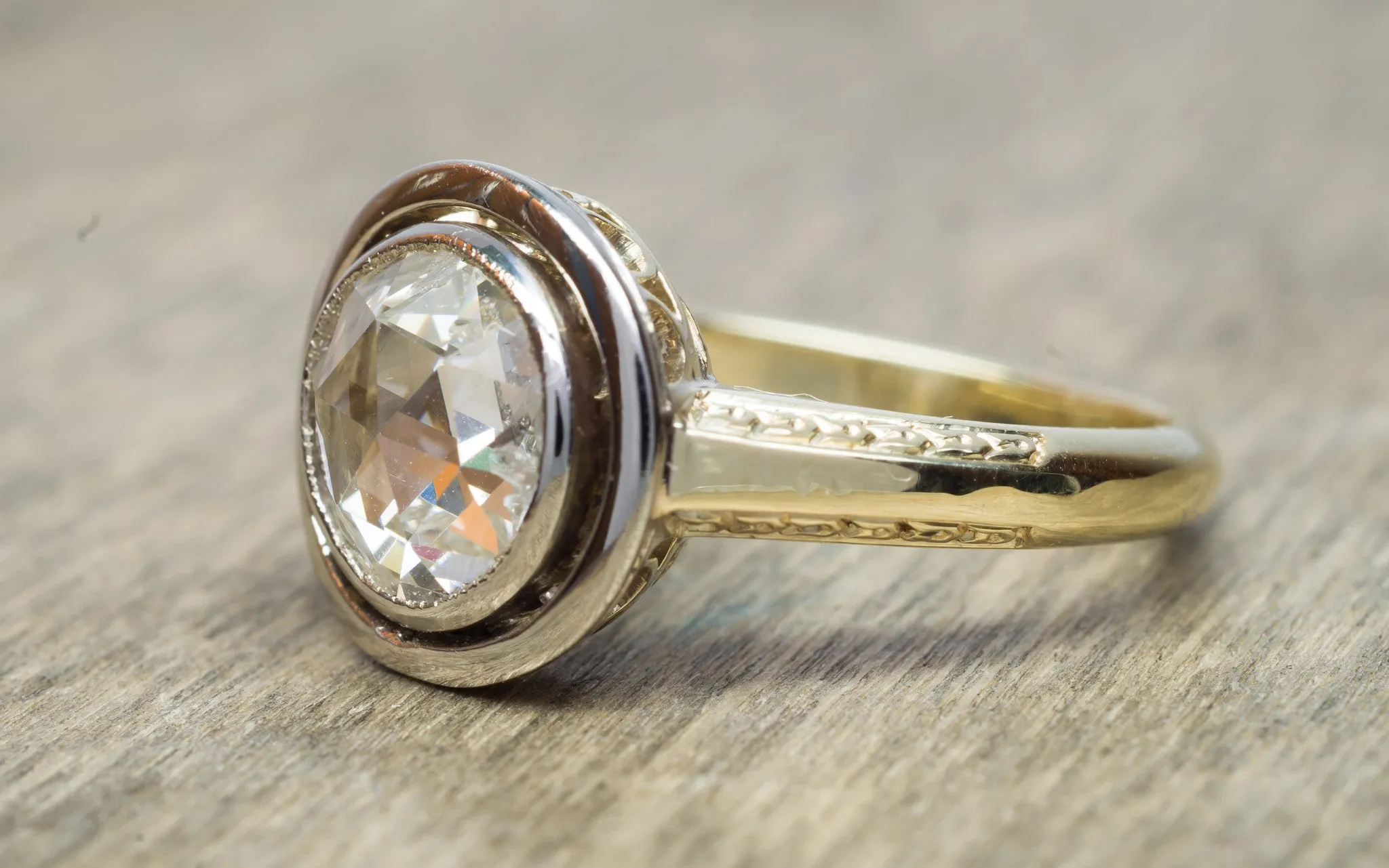 ANTIQUE ROSE CUT DIAMOND RING SOLITAIRE