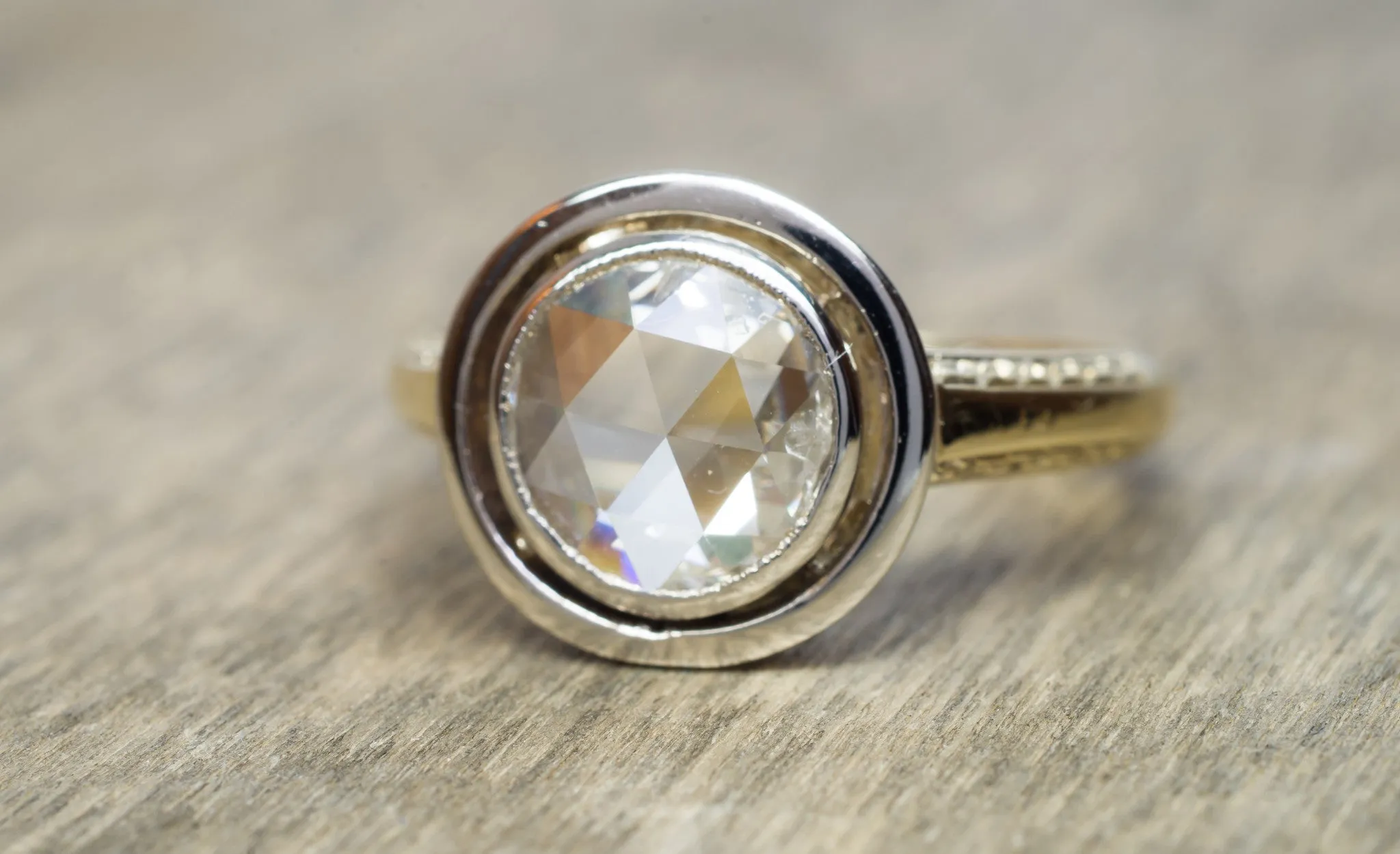 ANTIQUE ROSE CUT DIAMOND RING SOLITAIRE