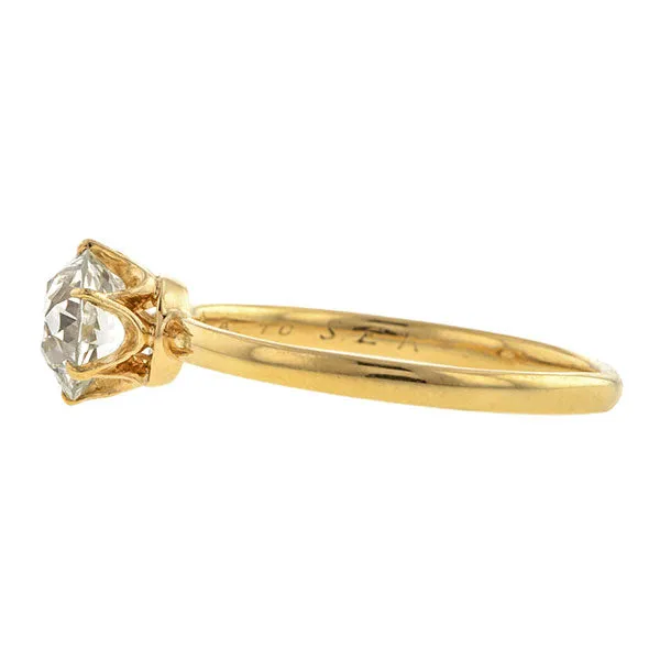 Antique Solitaire Engagement Ring, Old European Cut Diamond 1.25ct