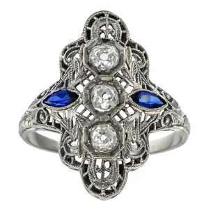 Art Deco Diamond & Sapphire Cocktail Ring