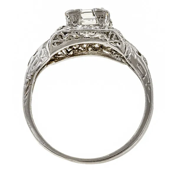 Art Deco Diamond Engagement Ring, Asscher 1.18ct.