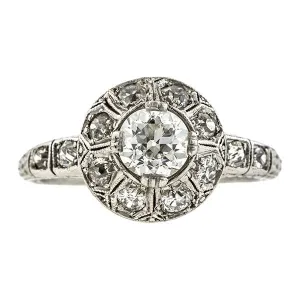 Art Deco Engagement Ring, Old Euro 0.61ct