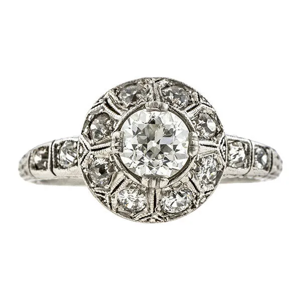 Art Deco Engagement Ring, Old Euro 0.61ct